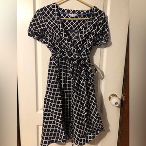 Boden Navy and White Midi Wrap Shirtdress